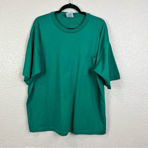 5 for $30 vtg 80s 90s Extra Elements‎ Green Square Pocket T-Shirt Women sz 26 W - Picture 1 of 10